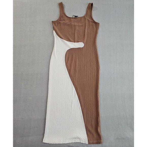 Cider Maxi Waffle Sun Dress Women's Size XL NWT Boat Neck Color Block Beige - Picture 6 of 11